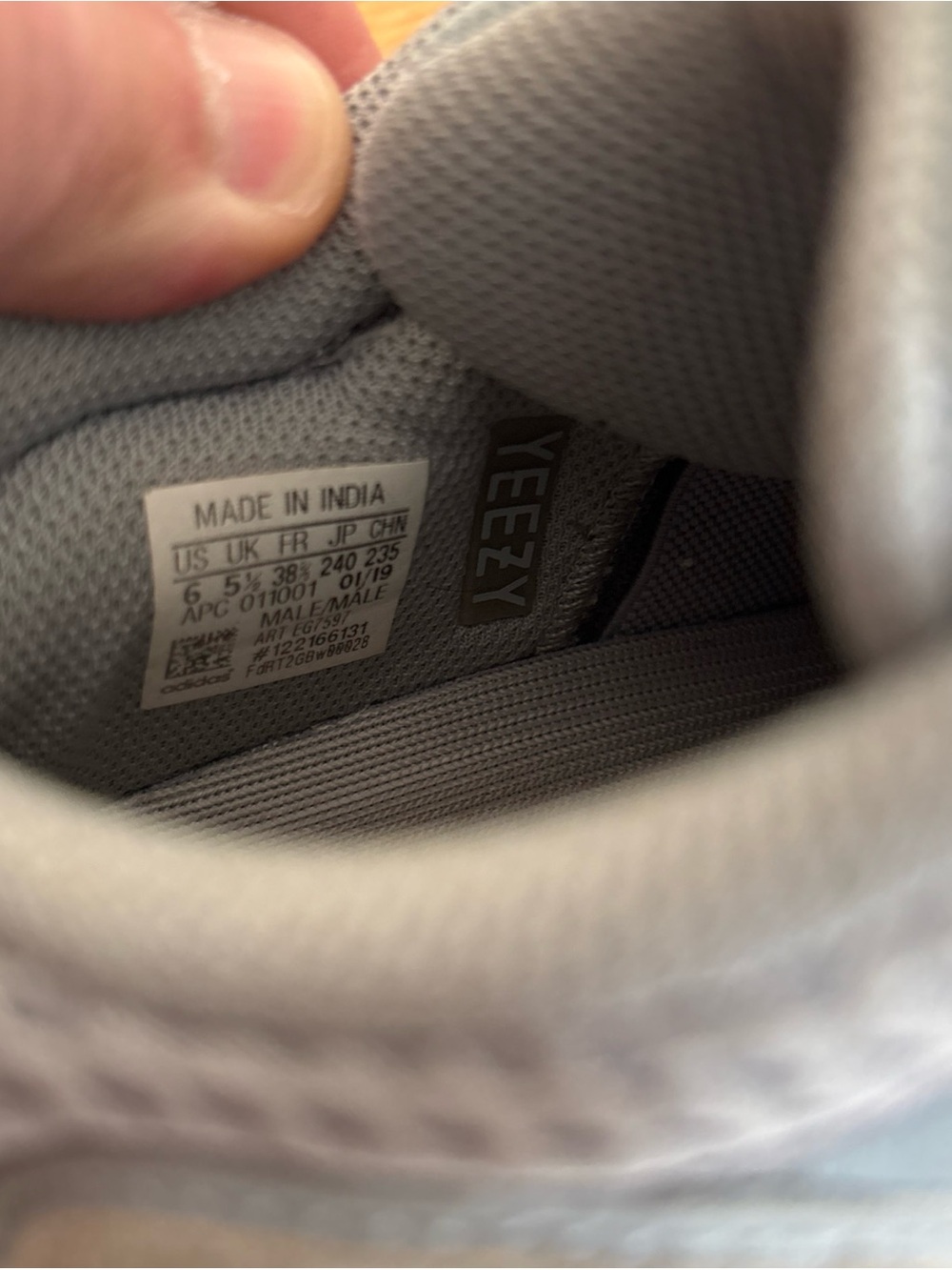Yeezy Light Gray Knit Low-Top Sneaker - Picture 9 of 9
